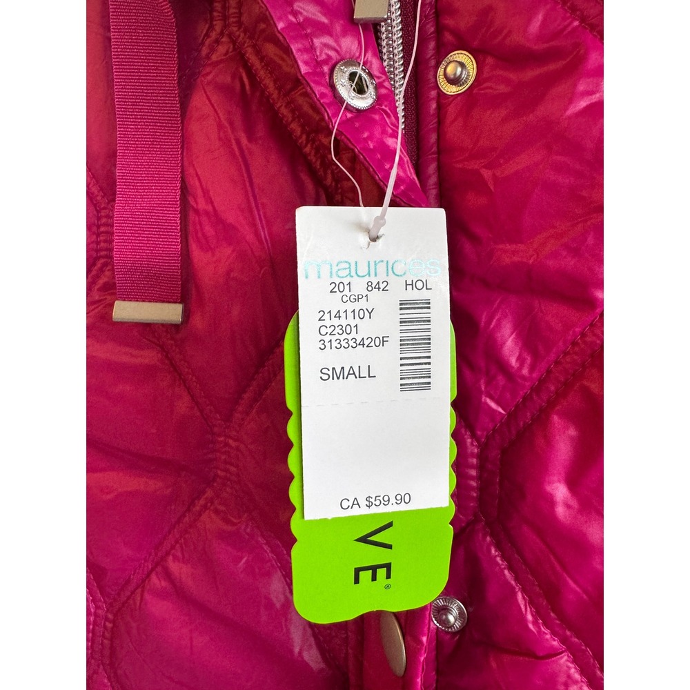 Maurices Womens Magenta Pink Quilted Hooded Puffer Vest Small NWT 214110Y - Picture 2 of 4